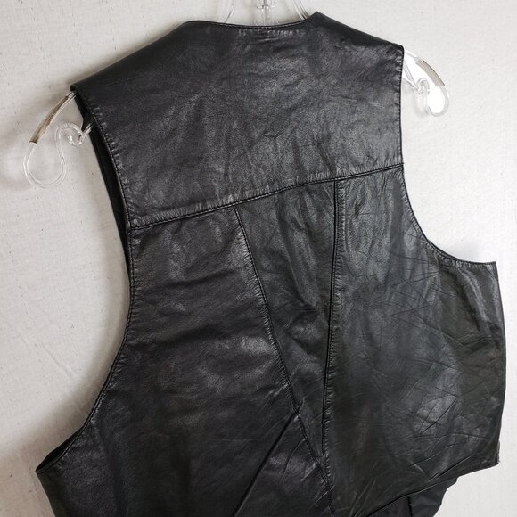 Vintage Anthony Michael Geanuine Leather Vest Black Button Front size M Unisex - Picture 10 of 14